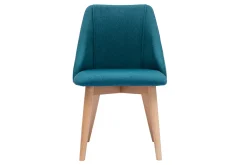 Miliboo Stühle aus entenblauem Stoff mit Samteffekt und massivem Buchenholz (2er-Set) HIGGINS* Design-stühle