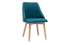 Miliboo Stühle aus entenblauem Stoff mit Samteffekt und massivem Buchenholz (2er-Set) HIGGINS* Design-stühle
