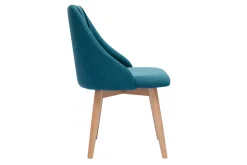 Miliboo Stühle aus entenblauem Stoff mit Samteffekt und massivem Buchenholz (2er-Set) HIGGINS* Design-stühle
