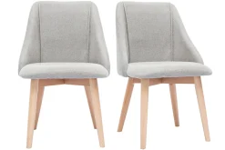 Miliboo Stühle aus grauem Stoff mit Samteffekt und massivem Buchenholz (2er-Set) HIGGINS* Design-stühle