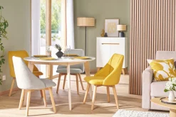 Miliboo Stühle aus grauem Stoff mit Samteffekt und massivem Buchenholz (2er-Set) HIGGINS* Design-stühle