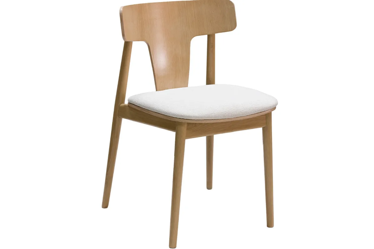 Miliboo Stühle aus hellem Eichenholz und Stoff mit Bouclé-Wolleffekt in Ecru (2er-Set) LOUISA* Design-stühle|Holzstühle
