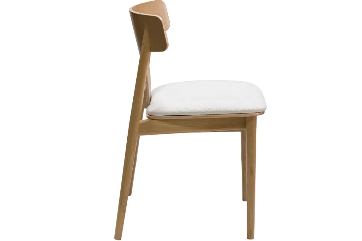 Miliboo Stühle aus hellem Eichenholz und Stoff mit Bouclé-Wolleffekt in Ecru (2er-Set) LOUISA* Design-stühle|Holzstühle