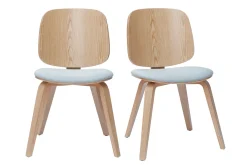 Miliboo Stühle aus hellem Holz und hellgrauem Stoff (2er-Set) BECK* Design-stühle|Holzstühle