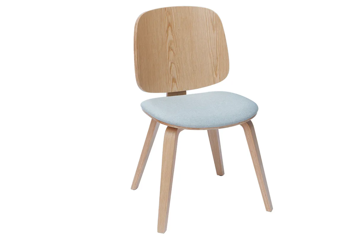 Miliboo Stühle aus hellem Holz und hellgrauem Stoff (2er-Set) BECK* Design-stühle|Holzstühle