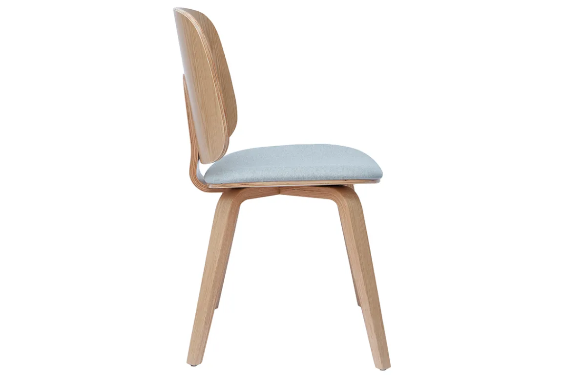 Miliboo Stühle aus hellem Holz und hellgrauem Stoff (2er-Set) BECK* Design-stühle|Holzstühle