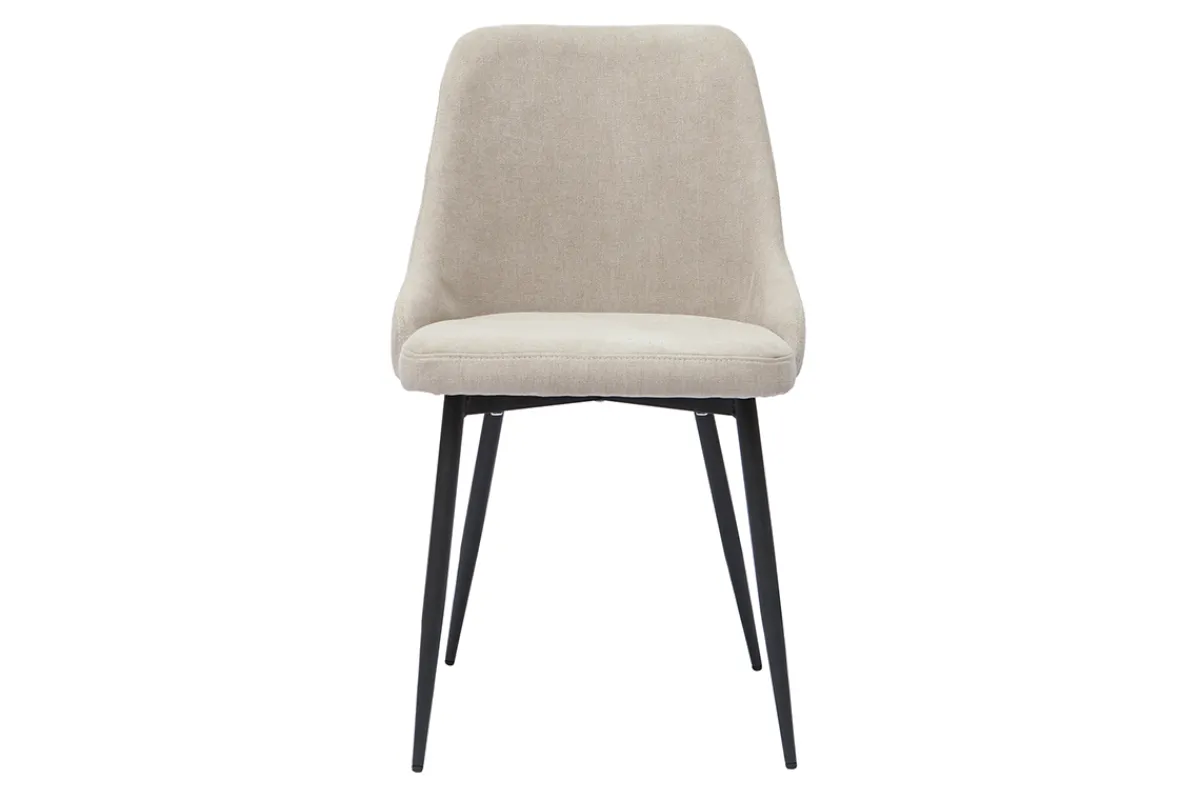 Miliboo Stühle aus naturfarbenem Stoff mit Samteffekt und schwarzem Metall (2er-Set) CULT* Design-stühle