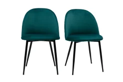 Miliboo Stühle aus petrolblauem Samt und schwarzem Metall (2er-Set) JOVI* Design-stühle