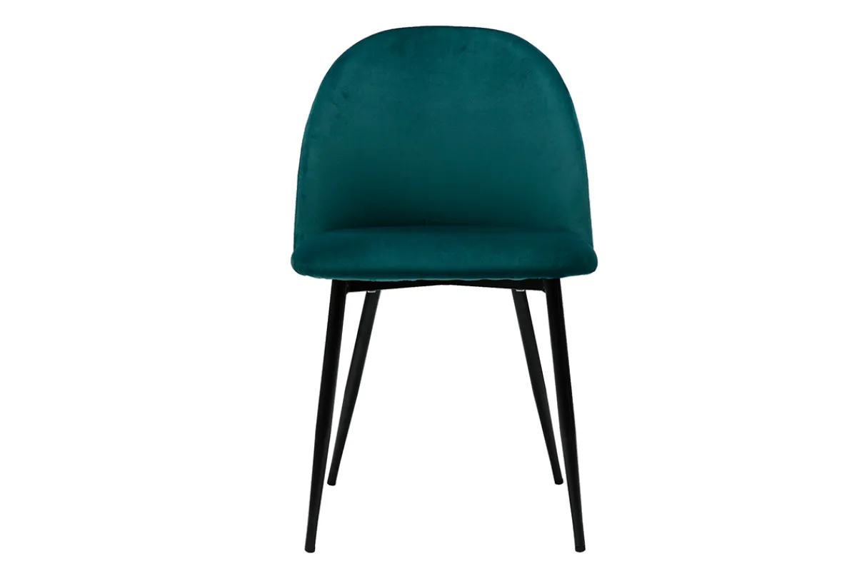 Miliboo Stühle aus petrolblauem Samt und schwarzem Metall (2er-Set) JOVI* Design-stühle