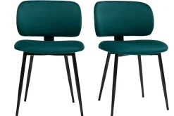 Miliboo Stühle aus petrolblauem Samtstoff und schwarzem Metall (2er-Set) ATRIUM* Design-stühle