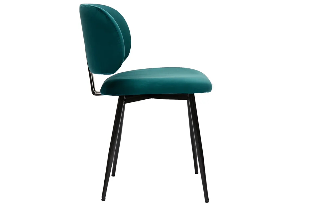 Miliboo Stühle aus petrolblauem Samtstoff und schwarzem Metall (2er-Set) ATRIUM* Design-stühle