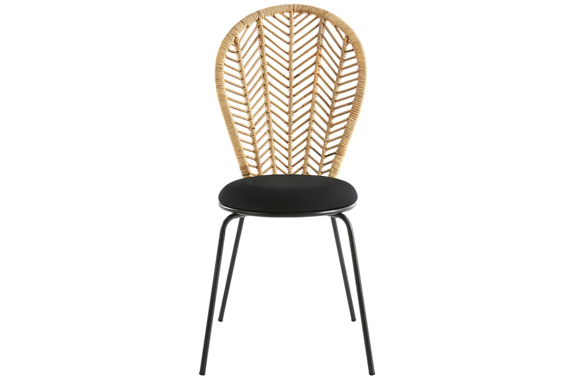 Miliboo Stühle aus Rattan, Stoff und schwarzem Metall (2er-Set) PEACOCK* Design-stühle