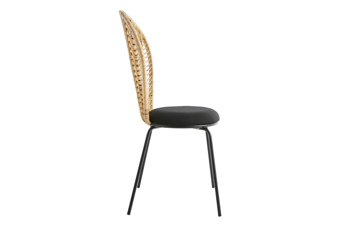 Miliboo Stühle aus Rattan, Stoff und schwarzem Metall (2er-Set) PEACOCK* Design-stühle
