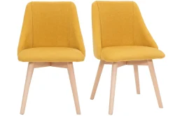 Miliboo Stühle aus senfgelbem Stoff mit Samteffekt und massivem Buchenholz (2er-Set) HIGGINS* Design-stühle