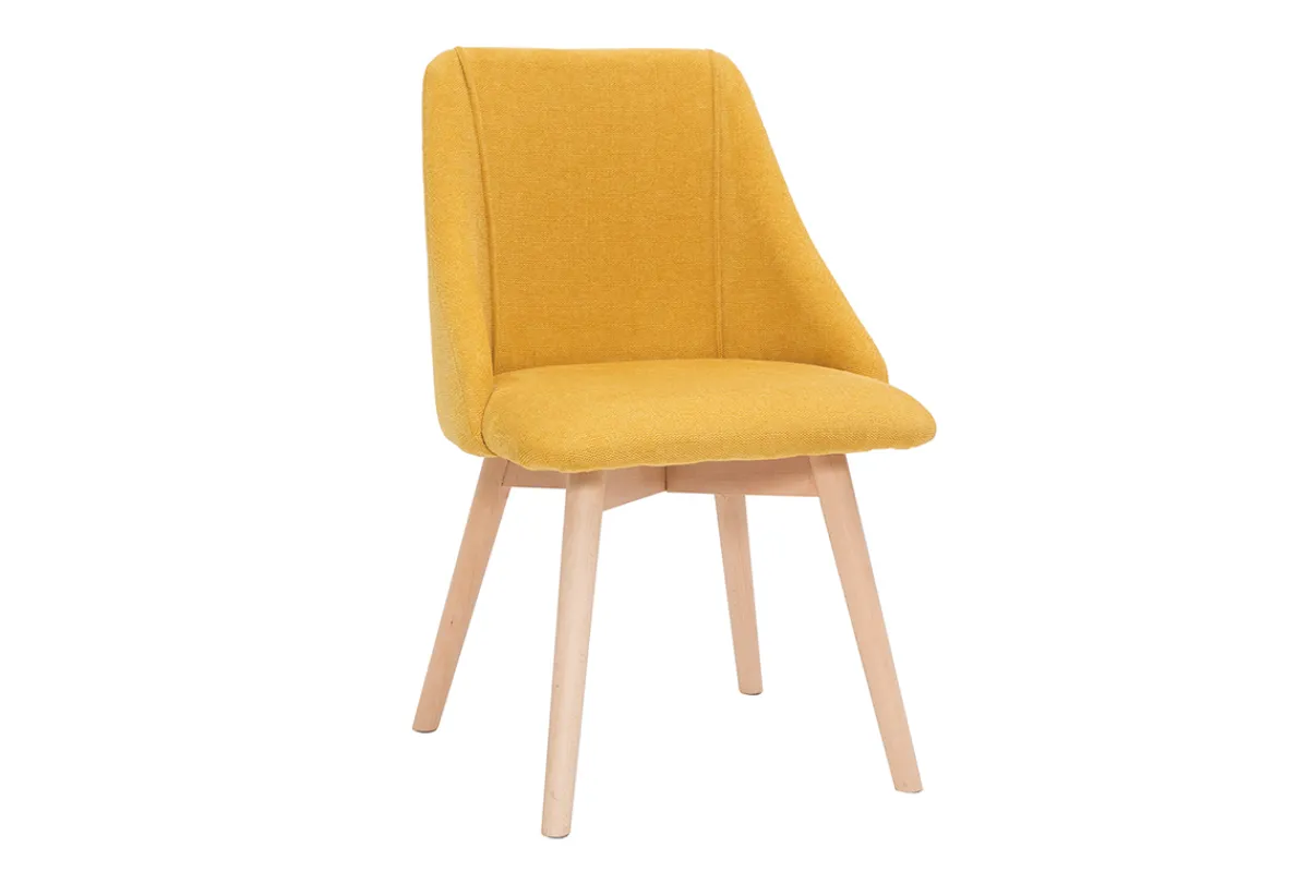 Miliboo Stühle aus senfgelbem Stoff mit Samteffekt und massivem Buchenholz (2er-Set) HIGGINS* Design-stühle