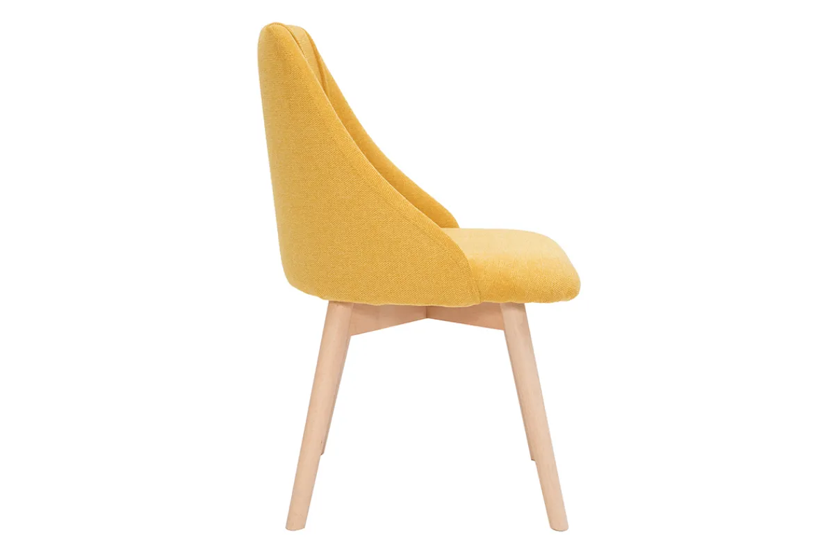 Miliboo Stühle aus senfgelbem Stoff mit Samteffekt und massivem Buchenholz (2er-Set) HIGGINS* Design-stühle