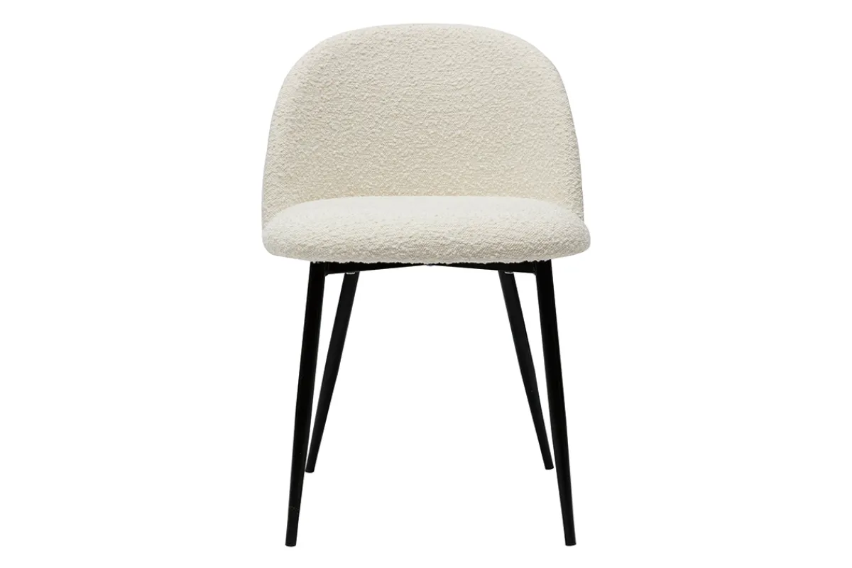 Miliboo Stühle aus Stoff mit Bouclé-Wolleffekt in Ecru und schwarzem Metall (2er-Set) CELESTE* Design-stühle