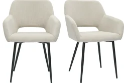 Miliboo Stühle aus taupefarbenem Cordstoff und schwarzem Metall (2er-Set) LAURETTE* Design-stühle