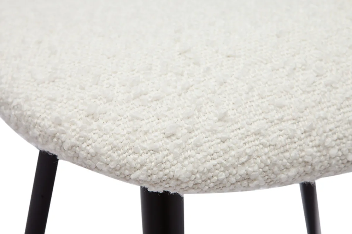 Miliboo Stühle aus weißem Stoff mit Bouclé-Wolleffekt und schwarzem Metall (2er-Set) TOBIAS* Design-stühle