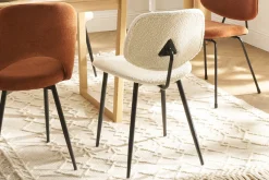 Miliboo Stühle aus weißem Stoff mit Bouclé-Wolleffekt und schwarzem Metall (2er-Set) TOBIAS* Design-stühle