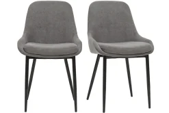 Miliboo Stühle hellgrauer Stoff mit Samteffekt schwarzer Metallfuß 2er-Set HOLO* Design-stühle