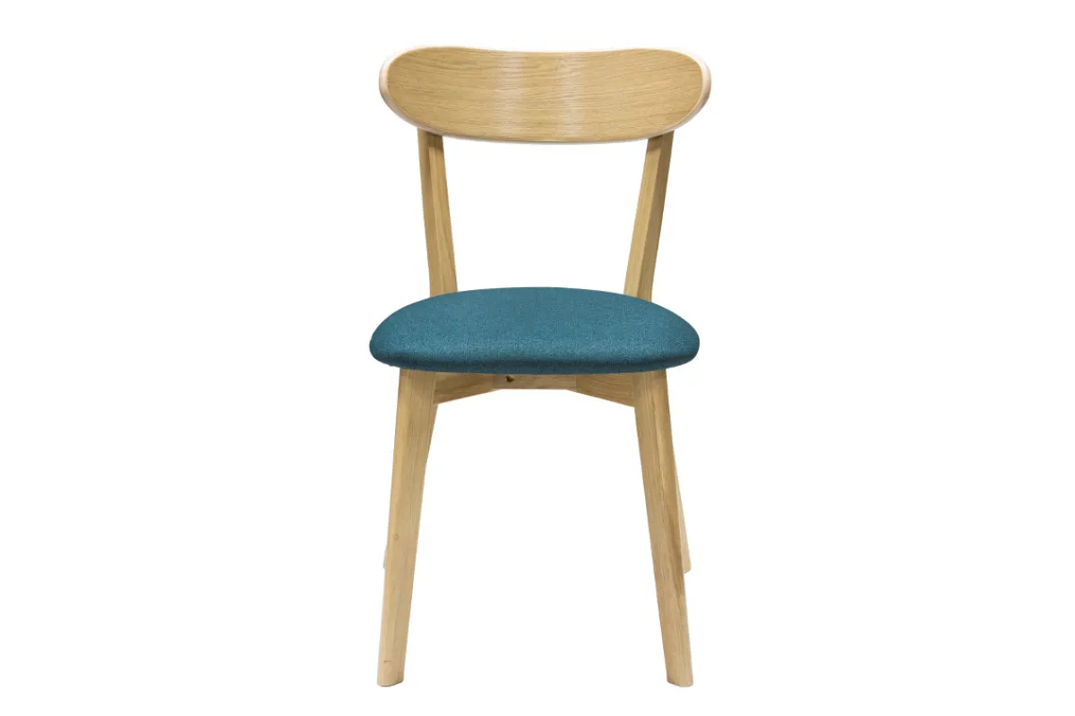 Miliboo Stühle im Eichen-Vintage und pfauenblaue Sitzfläche (2er-Set) DOVE* Design-stühle|Holzstühle