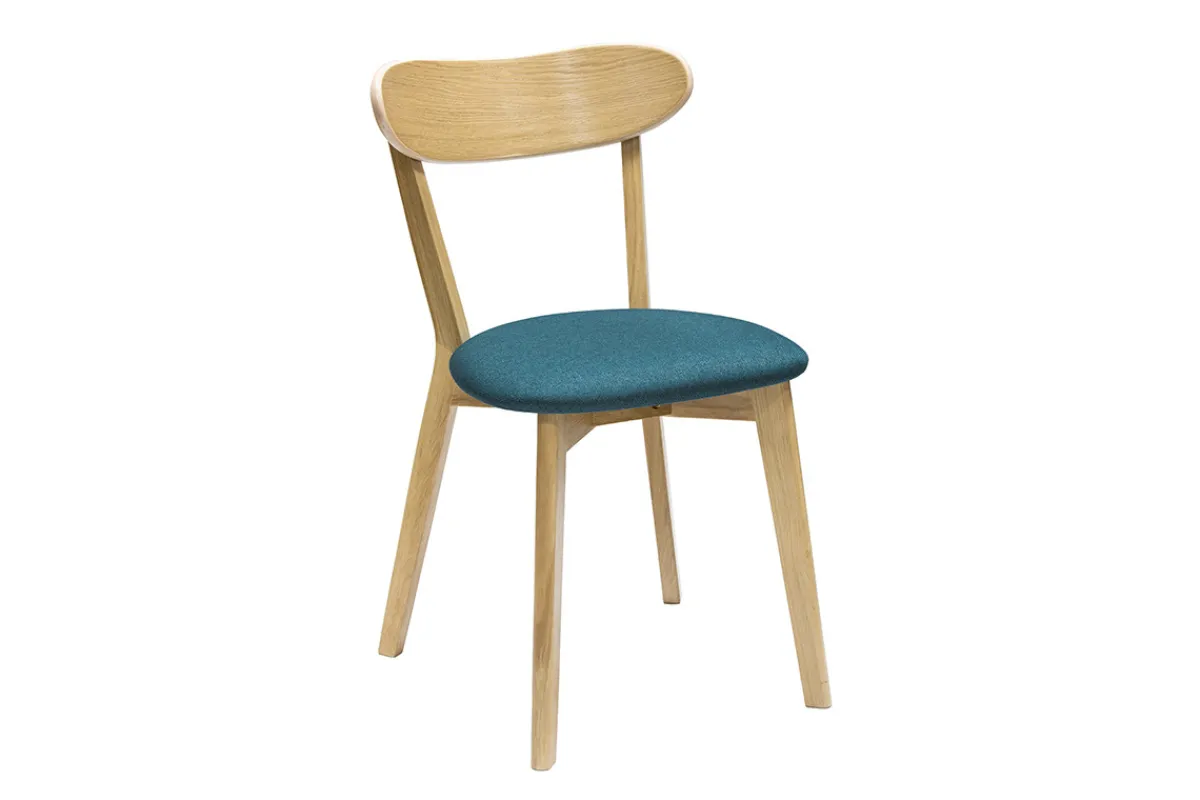 Miliboo Stühle im Eichen-Vintage und pfauenblaue Sitzfläche (2er-Set) DOVE* Design-stühle|Holzstühle