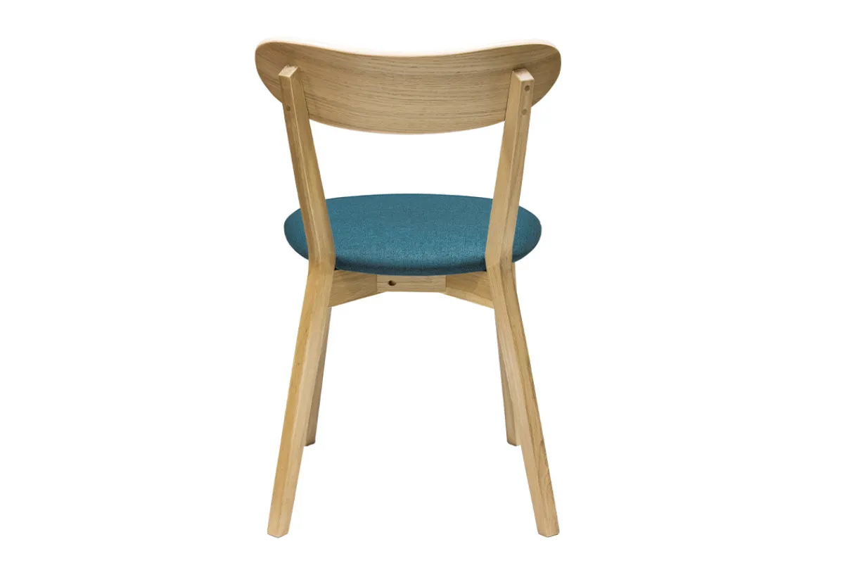 Miliboo Stühle im Eichen-Vintage und pfauenblaue Sitzfläche (2er-Set) DOVE* Design-stühle|Holzstühle
