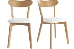 Miliboo Stühle im Eichen-Vintage und weiße Sitzfläche (2er-Set) DOVE* Design-stühle|Holzstühle