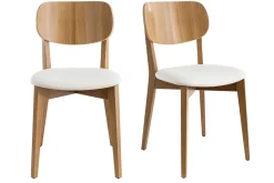 Miliboo Stühle im Eichen-Vintage und weiße Sitzfläche (2er-Set) LUCIA* Design-stühle|Holzstühle