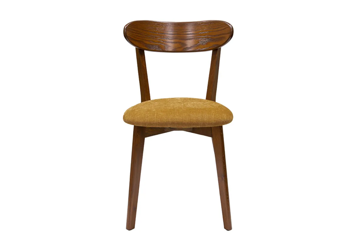 Miliboo Stühle im Eichen-Vintage und senfgelbe Sitzfläche mit Samteffekt (2er-Set) DOVE* Design-stühle|Holzstühle