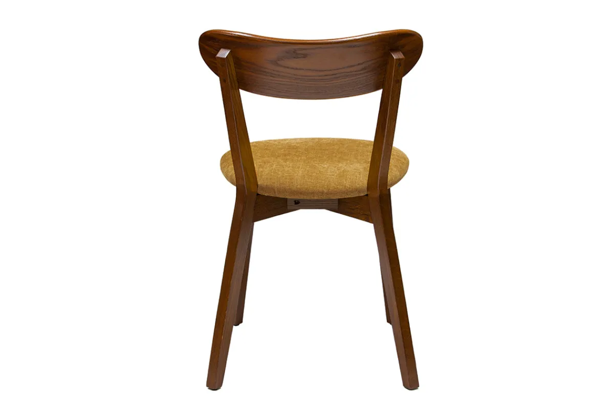 Miliboo Stühle im Eichen-Vintage und senfgelbe Sitzfläche mit Samteffekt (2er-Set) DOVE* Design-stühle|Holzstühle