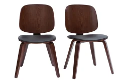 Miliboo Stühle schwarz mit dunklem Holz (2er-Set) BECK* Design-stühle|Holzstühle