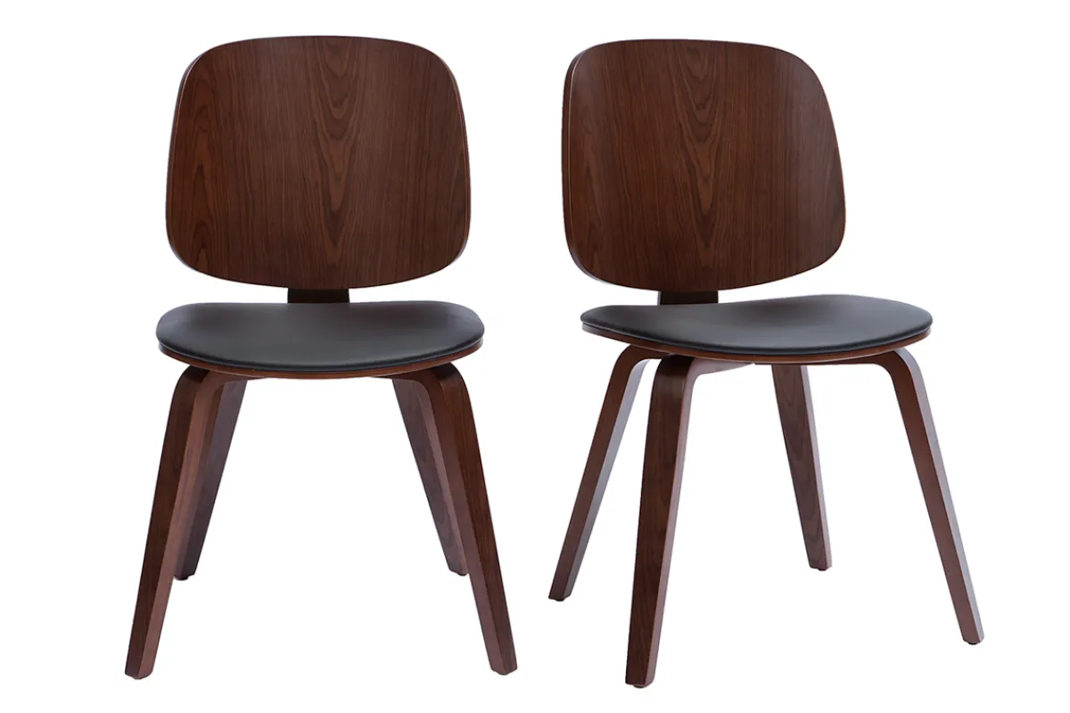 Miliboo Stühle schwarz mit dunklem Holz (2er-Set) BECK* Design-stühle|Holzstühle