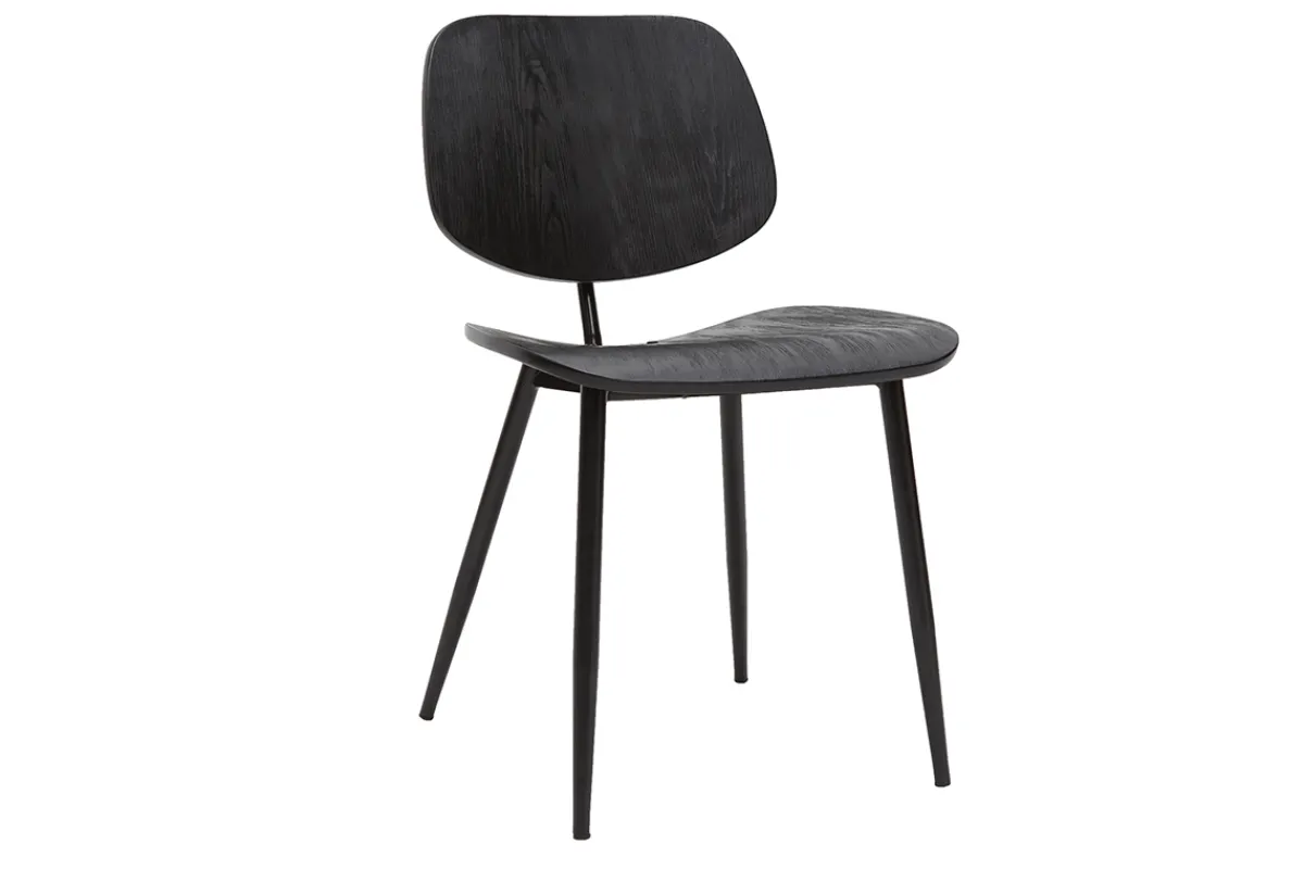 Miliboo Stühle schwarzes Holz und schwarzes Metall (2er-Set) TOBIAS* Design-stühle|Holzstühle
