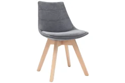 Miliboo Stühle skandinavisch aus dunkelgrauem Stoff und Holz (2er-Set) MATILDE* Design-stühle