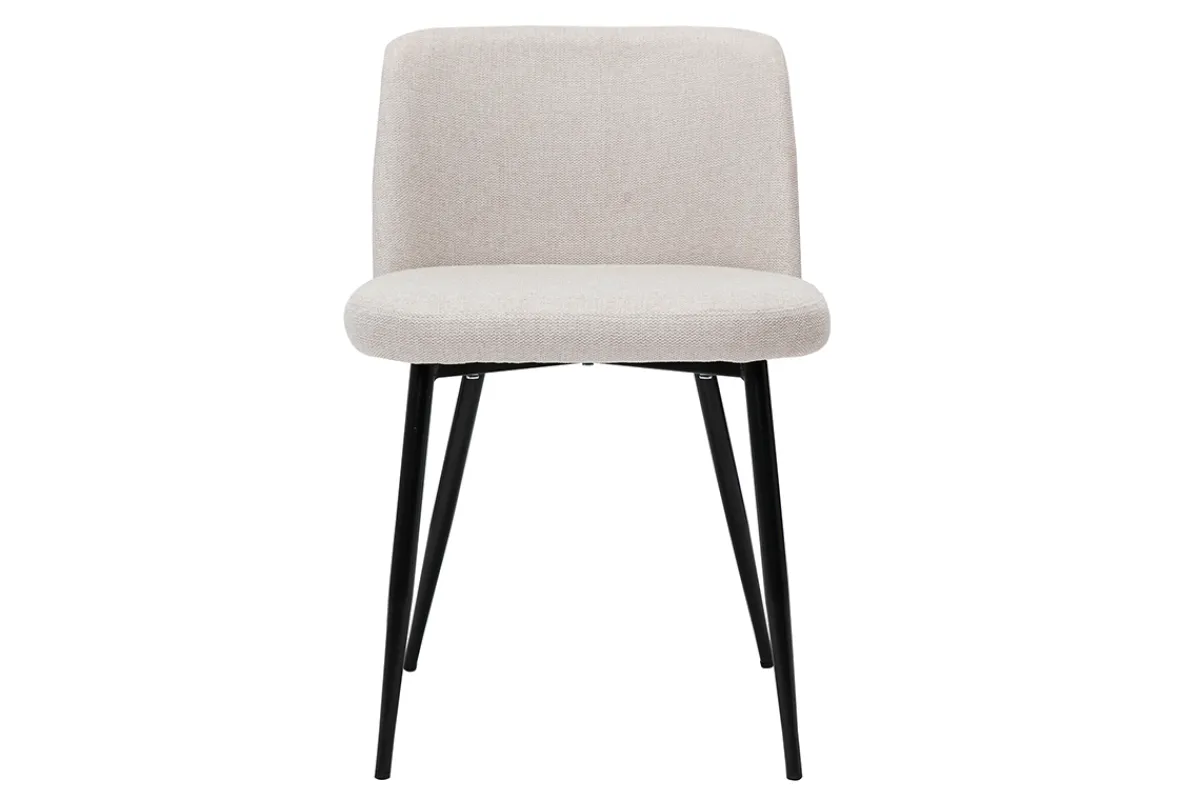 Miliboo Stühle Stoff mit strukturiertem Samteffekt in Beige und schwarze Metallfüße (2er-Set) MONTI* Design-stühle