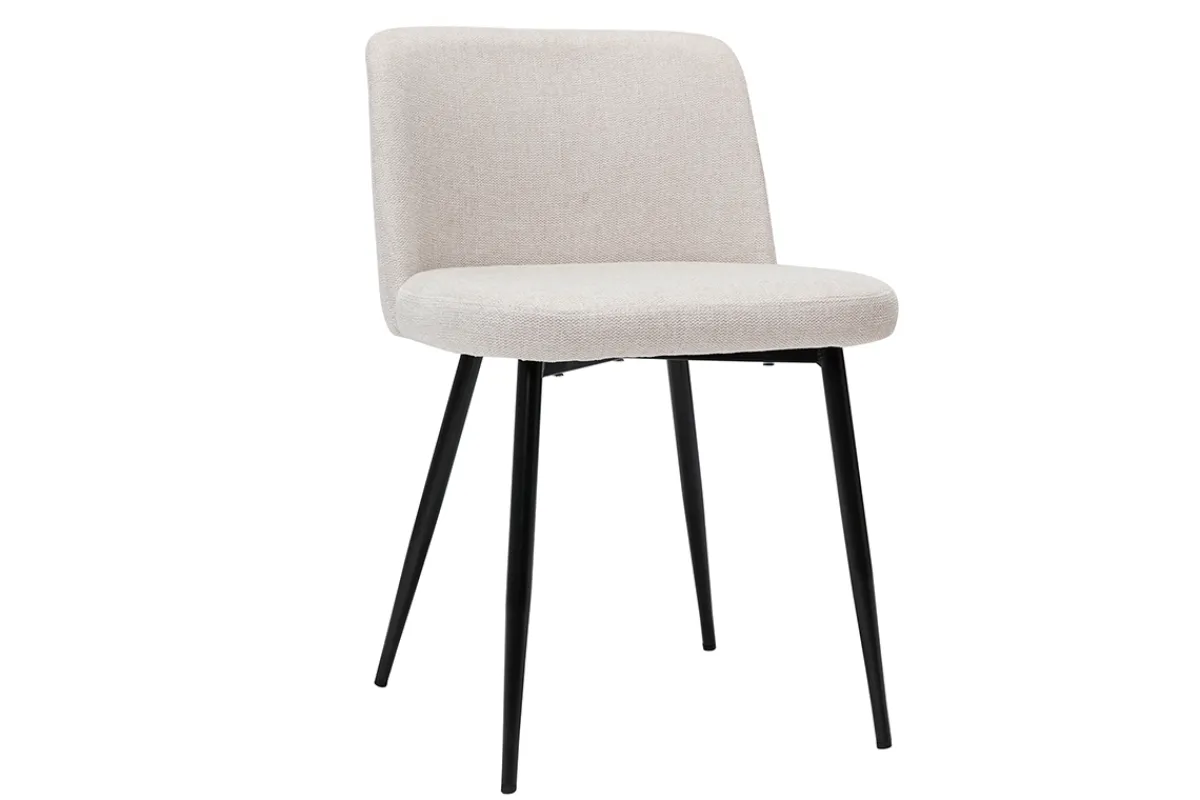 Miliboo Stühle Stoff mit strukturiertem Samteffekt in Beige und schwarze Metallfüße (2er-Set) MONTI* Design-stühle