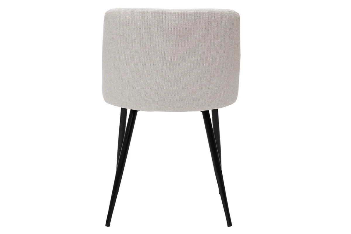Miliboo Stühle Stoff mit strukturiertem Samteffekt in Beige und schwarze Metallfüße (2er-Set) MONTI* Design-stühle