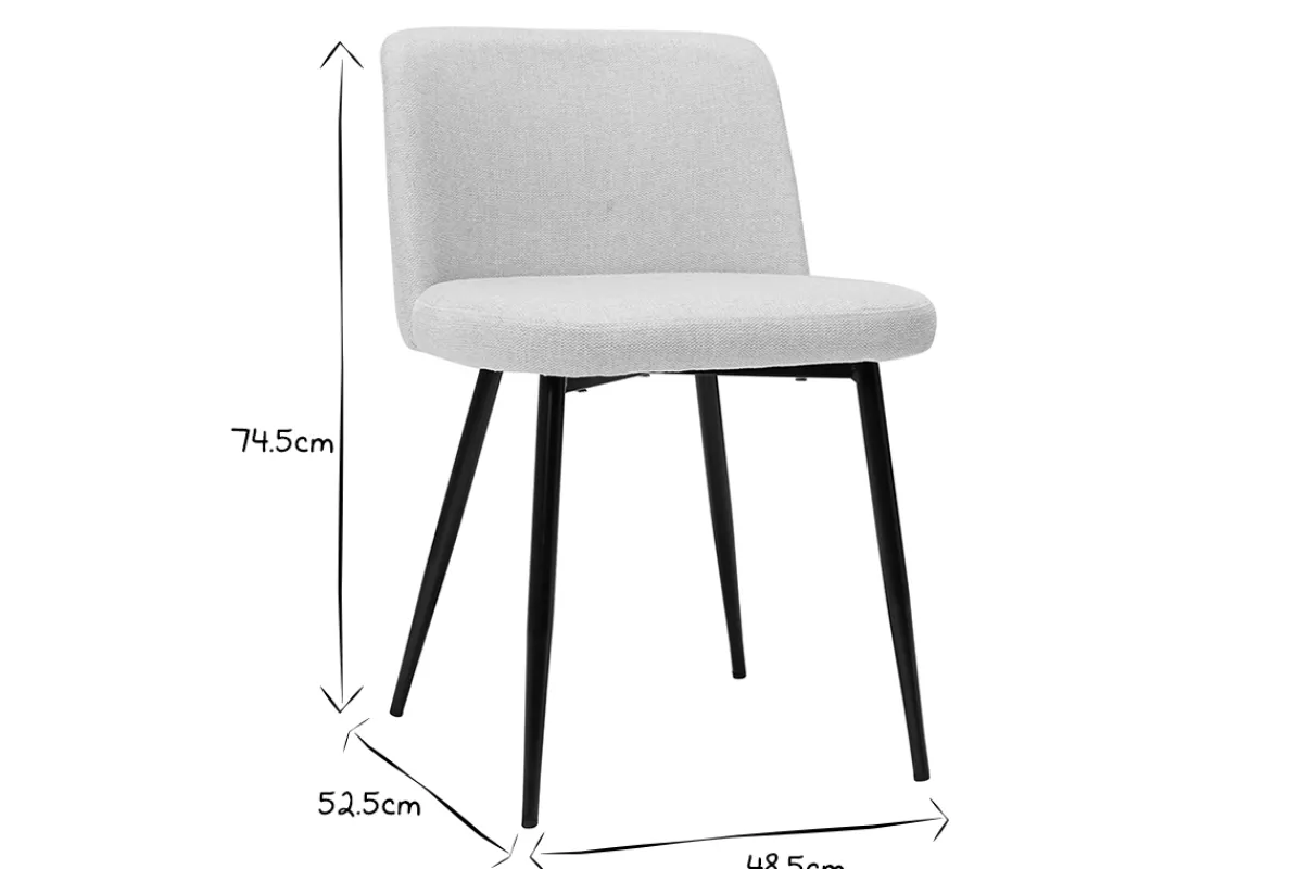Miliboo Stühle Stoff mit strukturiertem Samteffekt in Beige und schwarze Metallfüße (2er-Set) MONTI* Design-stühle