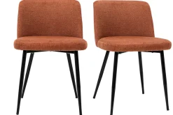 Miliboo Stühle Stoff mit strukturiertem Samteffekt in Rostbraun und schwarze Metallfüße (2er-Set) MONTI* Design-stühle
