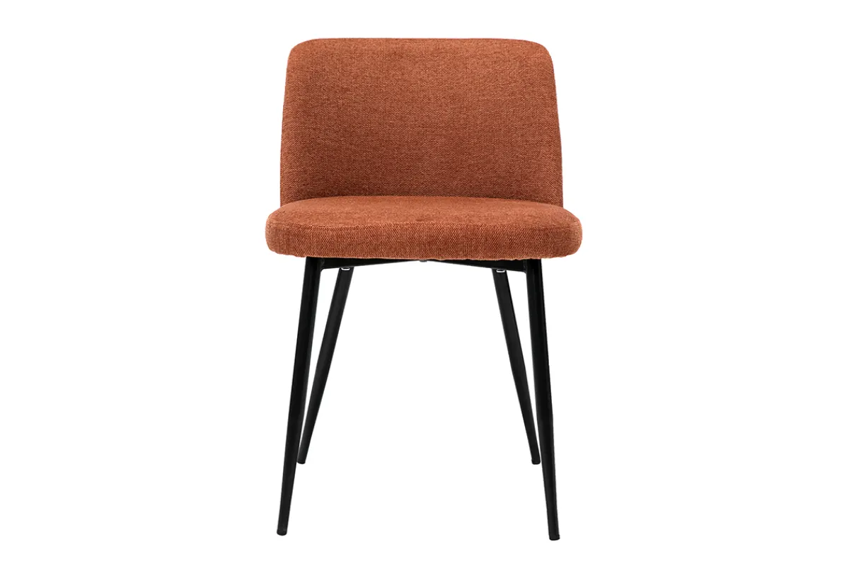 Miliboo Stühle Stoff mit strukturiertem Samteffekt in Rostbraun und schwarze Metallfüße (2er-Set) MONTI* Design-stühle