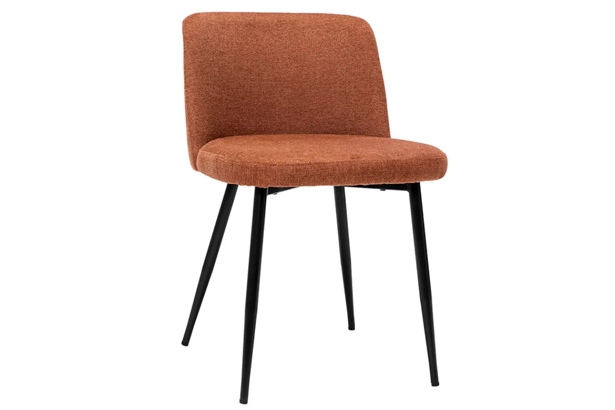 Miliboo Stühle Stoff mit strukturiertem Samteffekt in Rostbraun und schwarze Metallfüße (2er-Set) MONTI* Design-stühle