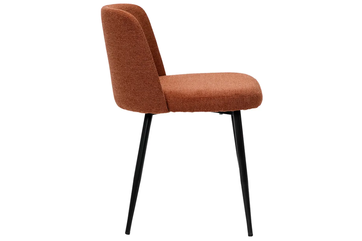 Miliboo Stühle Stoff mit strukturiertem Samteffekt in Rostbraun und schwarze Metallfüße (2er-Set) MONTI* Design-stühle