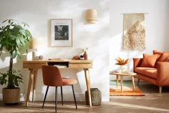 Miliboo Stühle Stoff mit strukturiertem Samteffekt in Rostbraun und schwarze Metallfüße (2er-Set) MONTI* Design-stühle