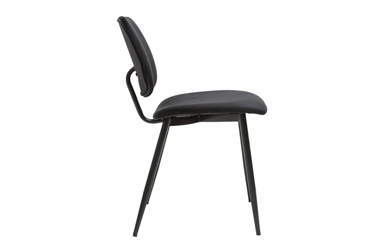 Miliboo Stühle TOBIAS aus schwarzem Samt und schwarz lackiertes Metall 2er-Set TOBIAS* Design-stühle