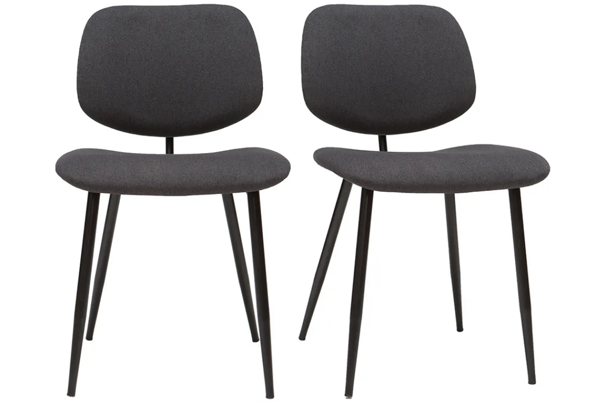 Miliboo Stühle TOBIAS dunkles Holz und schwarzes Metall (2er-Set)* Design-stühle