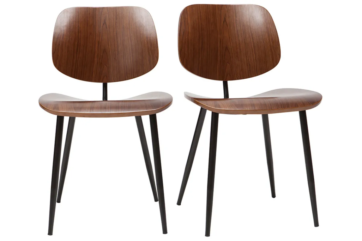 Miliboo Stühle TOBIAS dunkles Holz und schwarzes Metall (2er-Set)* Design-stühle|Holzstühle