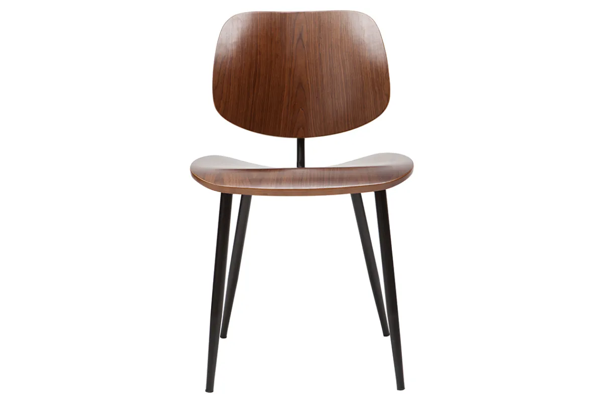 Miliboo Stühle TOBIAS dunkles Holz und schwarzes Metall (2er-Set)* Design-stühle|Holzstühle