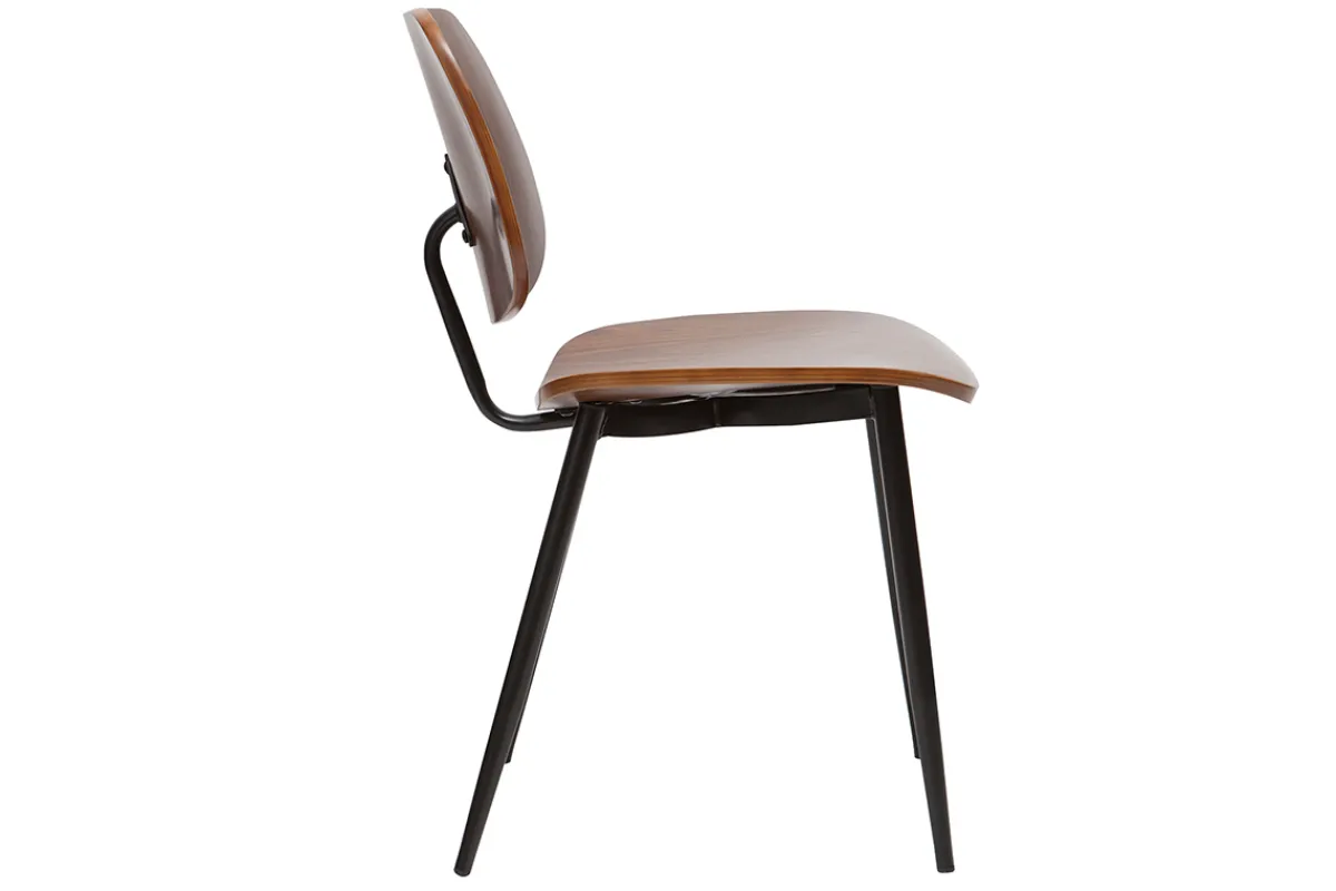 Miliboo Stühle TOBIAS dunkles Holz und schwarzes Metall (2er-Set)* Design-stühle|Holzstühle